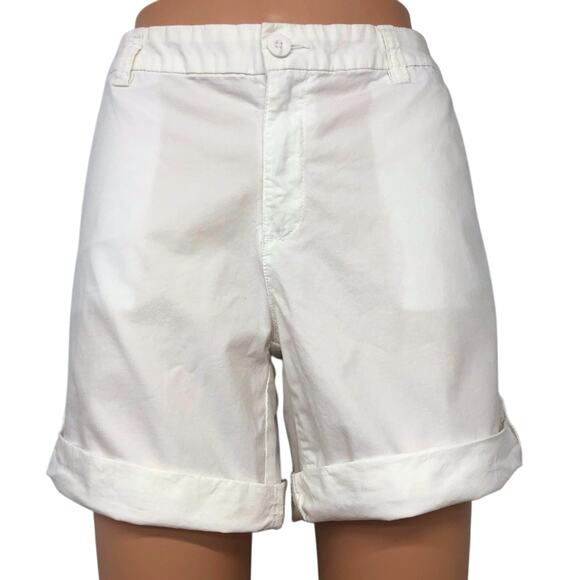 Liz Claiborne Summer White Cuffed Hem Shorts Side and Back Pockets Mid Rise - Picture 4 of 16